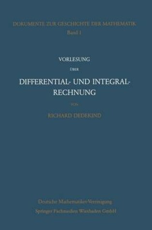 Cover of Vorlesung UEber Differential- Und Integralrechnung 1861/62