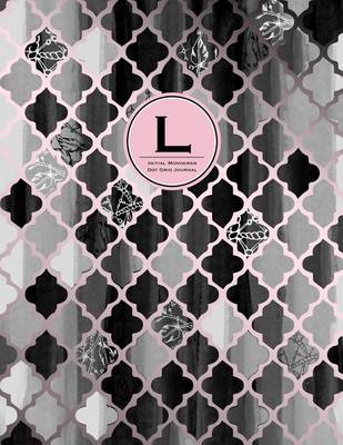 Book cover for Initial L Monogram Journal - Dot Grid, Moroccan Black, White & Blush Pink