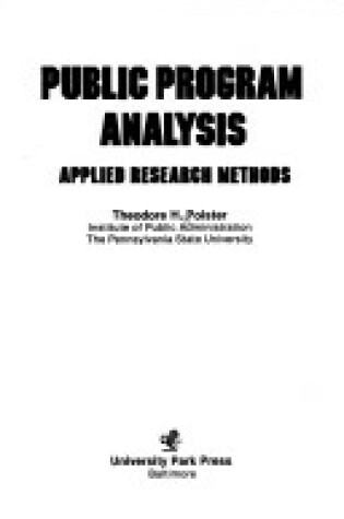 Cover of Public Programme Analysis