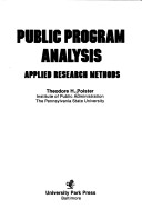 Book cover for Public Programme Analysis