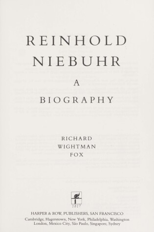 Cover of Reinhold Niebuhr