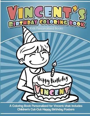 Book cover for Vincent's Birthday Coloring Book Kids Personalized Books