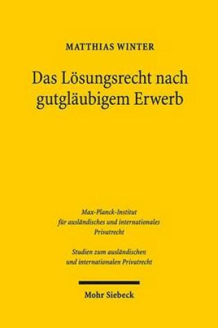Cover of Das Losungsrecht Nach Gutglaubigem Erwerb
