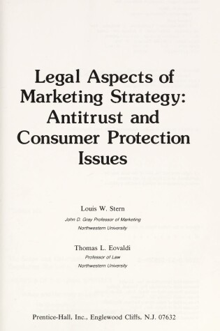 Cover of Legal Aspects of Marketing Strategy