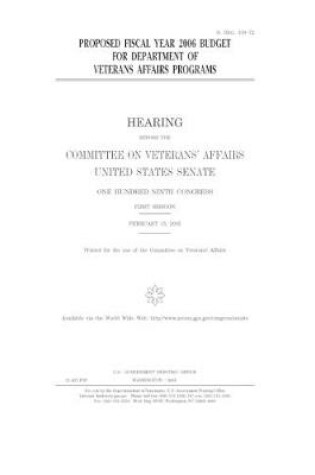 Cover of Proposed fiscal year 2006 budget for Department of Veterans Affairs programs