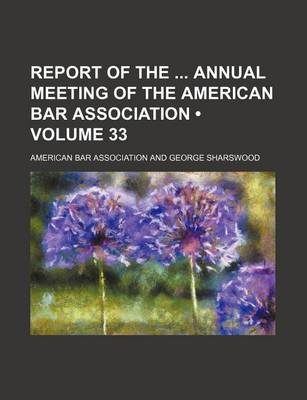 Book cover for Report of the Annual Meeting of the American Bar Association (Volume 33)