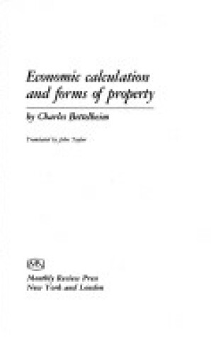 Cover of Economic Calculation and Forms of Property