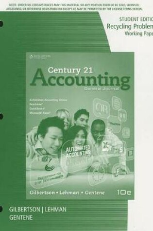 Cover of Recycling Problems Working Papers, Student Edition for  Gilbertson/Lehman/Gentene's Century 21 Accounting: General Journal, 10t