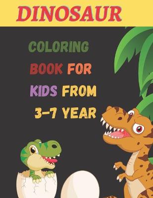 Book cover for dinosaur coloring book for kids from 3 -7 years