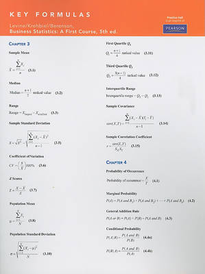 Book cover for Key Formula Guide for Business Statistics