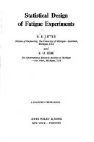 Cover of Little: Statistical *Design of Fatigue*