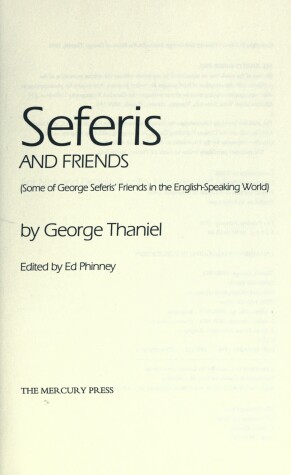 Book cover for Seferis and Friends