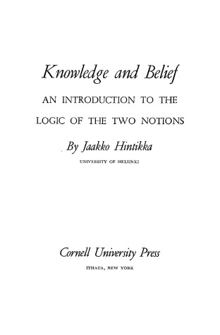 Cover of Knowledge and Belief