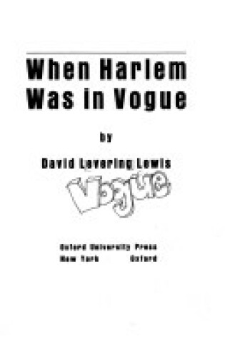 Cover of When Harlem Was in Vogue