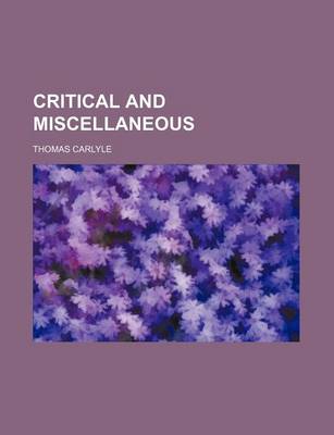 Book cover for Critical and Miscellaneous