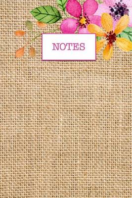 Book cover for Burlap Faux Texture Pretty Flowers Journal