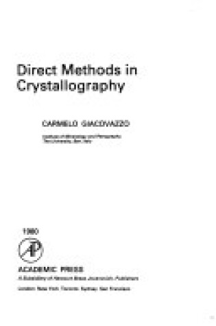 Cover of Direct Methods in Crystallography