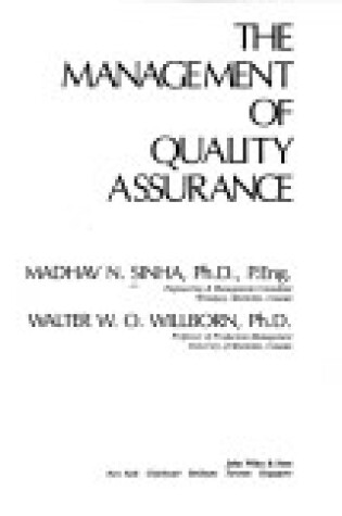 Cover of The Management of Quality Assurance