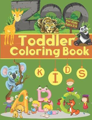 Book cover for alphabet animals coloring book for toddlers and preschool kids age 2 - 4