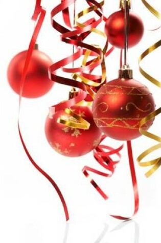 Cover of Red Christmas Decorations and Ribbon on a White Background