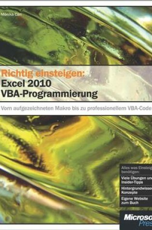 Cover of Richtig Einsteigen: Excel 2010 VBA-Programmierung