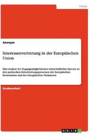 Cover of Interessenvertretung in der Europaischen Union