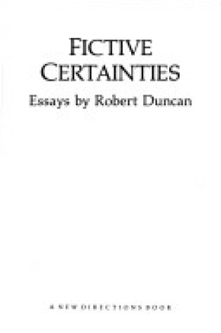 Cover of Fictive Certainties