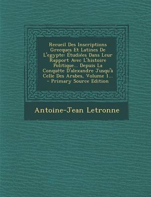 Book cover for Recueil Des Inscriptions Grecques Et Latines de L'Egypte