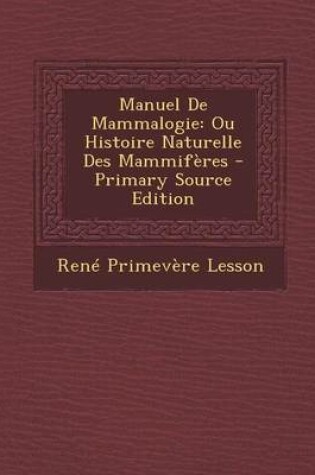 Cover of Manuel de Mammalogie