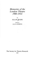 Book cover for Memories of the London Theatre, 1900-14