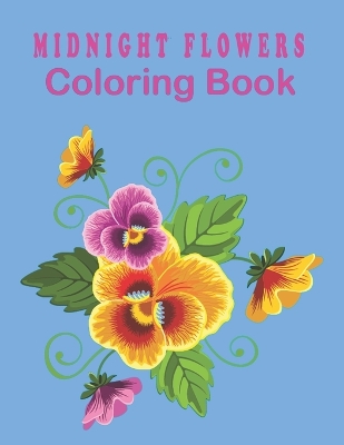 Book cover for midnight flowers coloring book