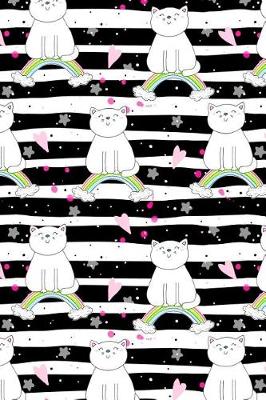 Book cover for Journal Notebook For Cat Lovers White Cats Sitting On Rainbows and Stripes