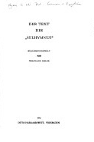 Cover of Der Text Des 'nilhymnus'