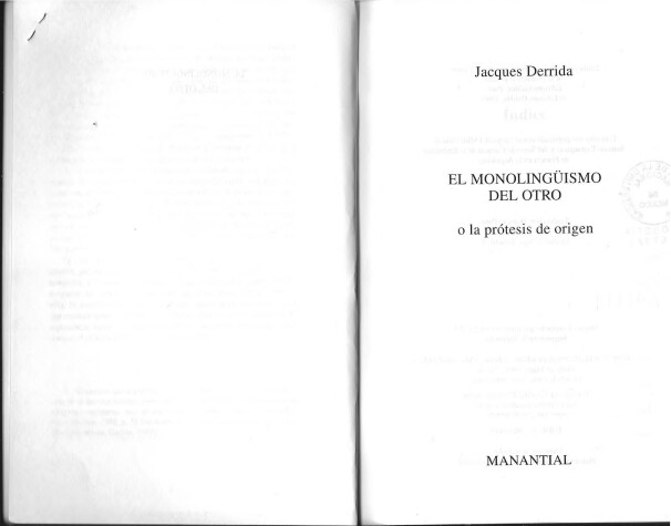 Book cover for El Monolinguismo del Otro