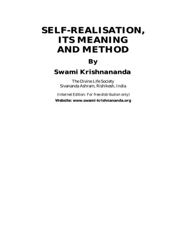 Book cover for Self Realisation