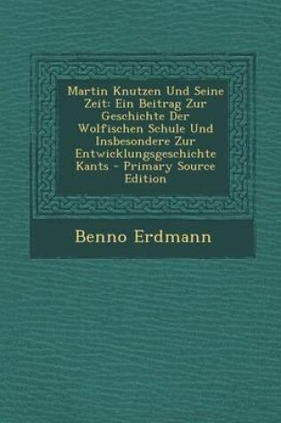 Cover of Martin Knutzen Und Seine Zeit