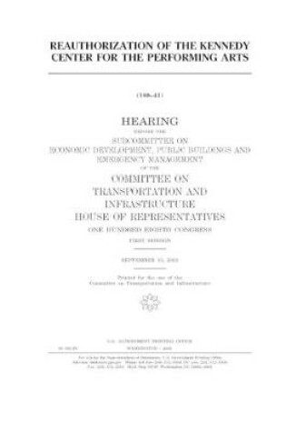 Cover of Reauthorization of the Kennedy Center for the Performing Arts