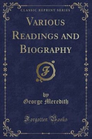 Cover of Various Readings and Biography (Classic Reprint)