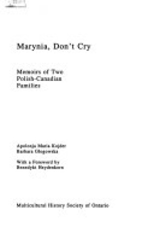 Cover of Marynia, Don't Cry