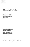 Book cover for Marynia, Don't Cry