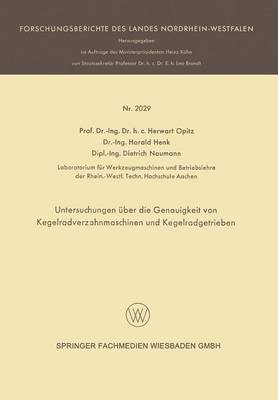 Cover of Untersuchungen UEber Die Genauigkeit Von Kegelradverzahnmaschinen Und Kegelradgetrieben