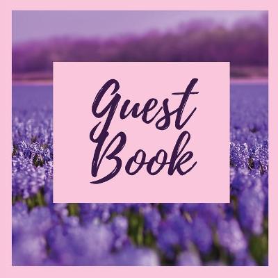 Book cover for Premium Guest Book- Lavender Field - For any occasion - 80 Premium color pages - 8.5 x8.5
