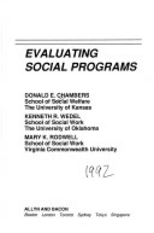 Cover of Evaluating Social Programs