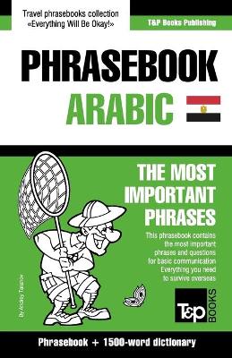 Book cover for English-Egyptian Arabic phrasebook and 1500-word dictionary