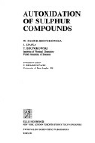 Cover of Autoxidation of Sulphur Compounds