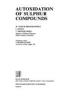 Book cover for Autoxidation of Sulphur Compounds