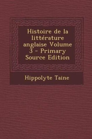 Cover of Histoire de La Litterature Anglaise Volume 3
