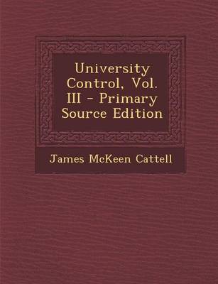 Book cover for University Control, Vol. III