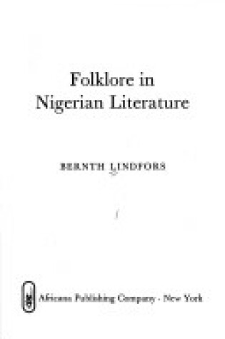 Cover of Folklore in Nigerian Literature