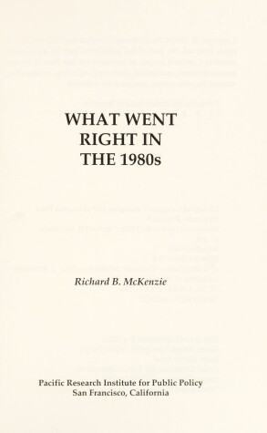 Book cover for What Went Right in the 1980s